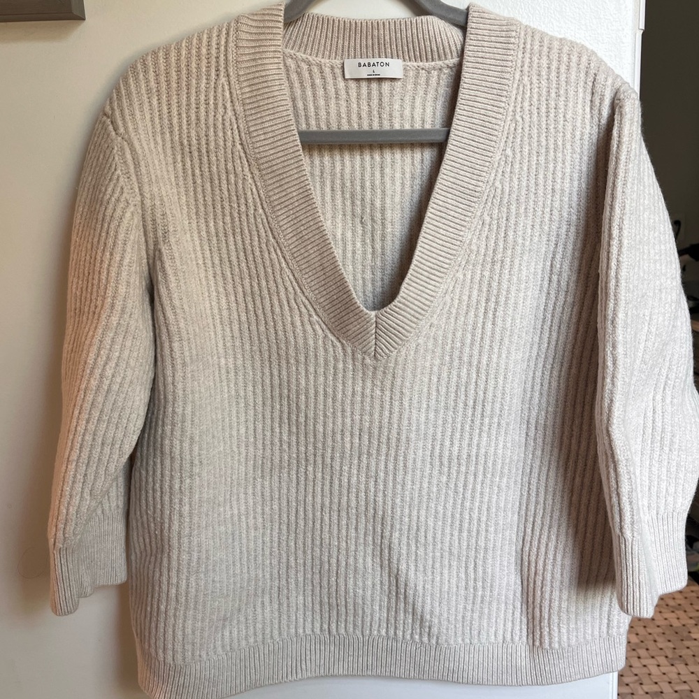 Babaton Cream V-Neck Sweater